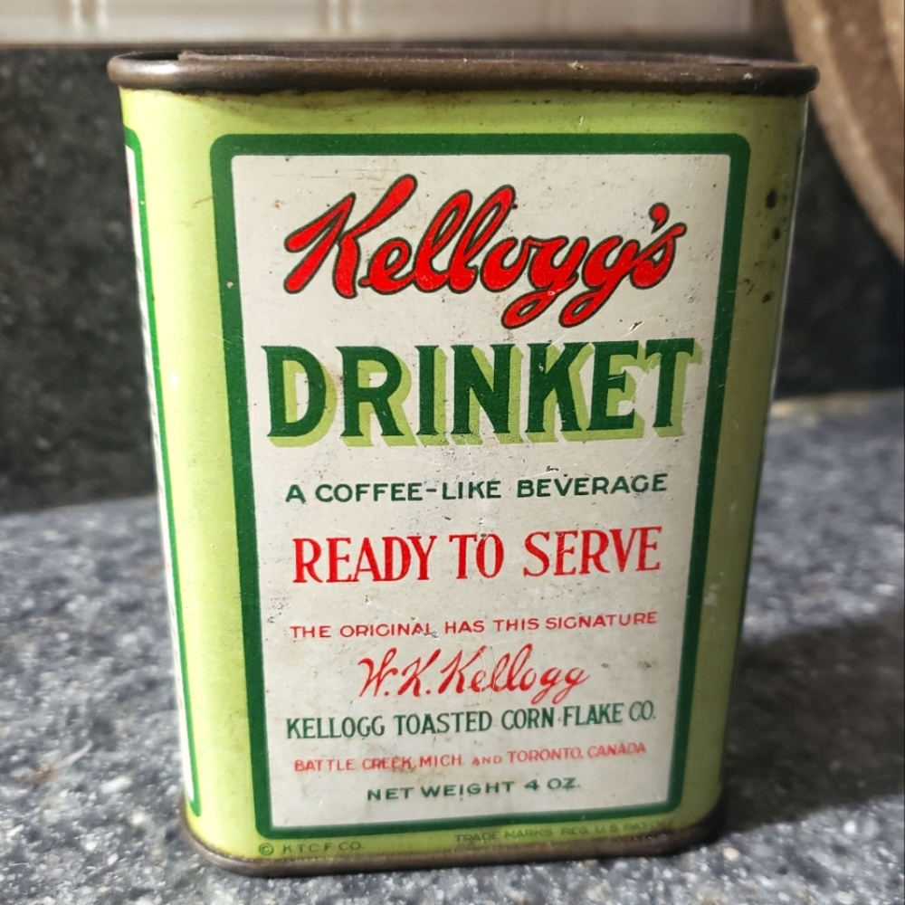 Early 1900s Kelloggs Drinket tin (full)